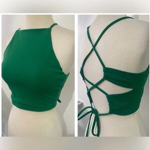STRADIVARIUS Green Cropped Crossback Top - Size M - NEW